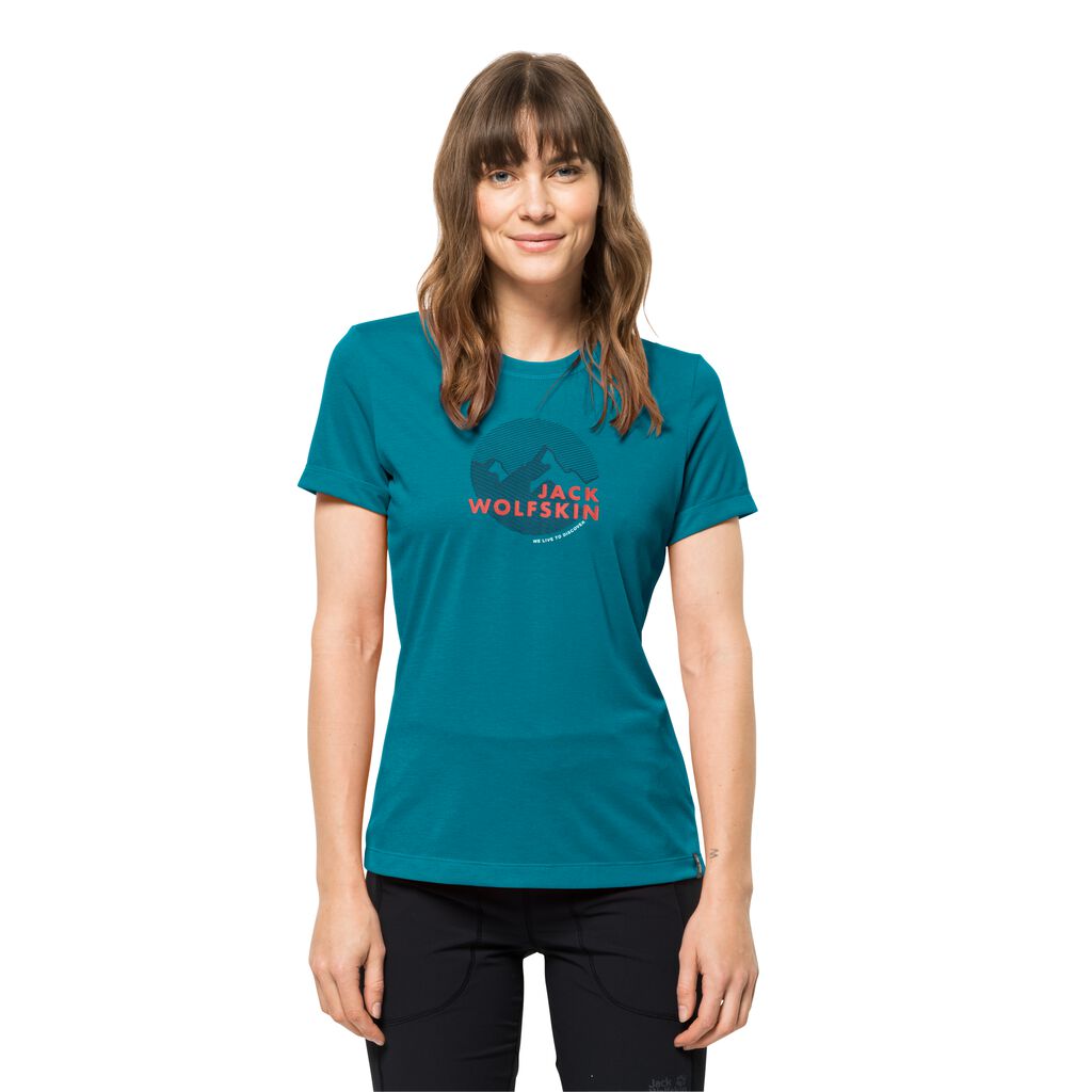 HIKING S/S GRAPHIC T freshwater – - W T-shirt - Women\'s JACK L blue WOLFSKIN